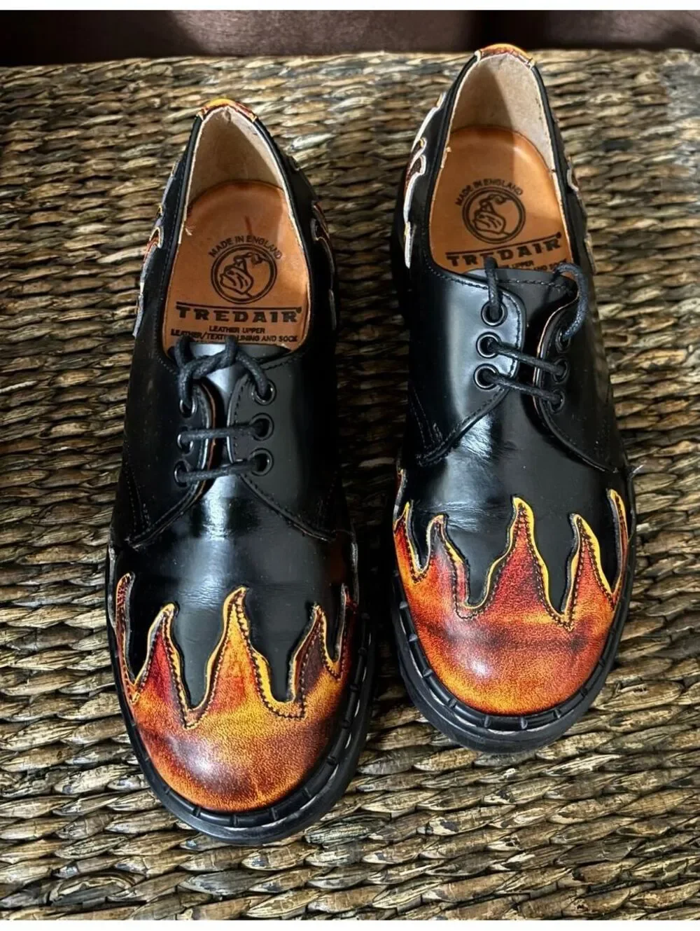 Vintage Tredair Flame Leather Shoes England Punk Grunge SZ 5